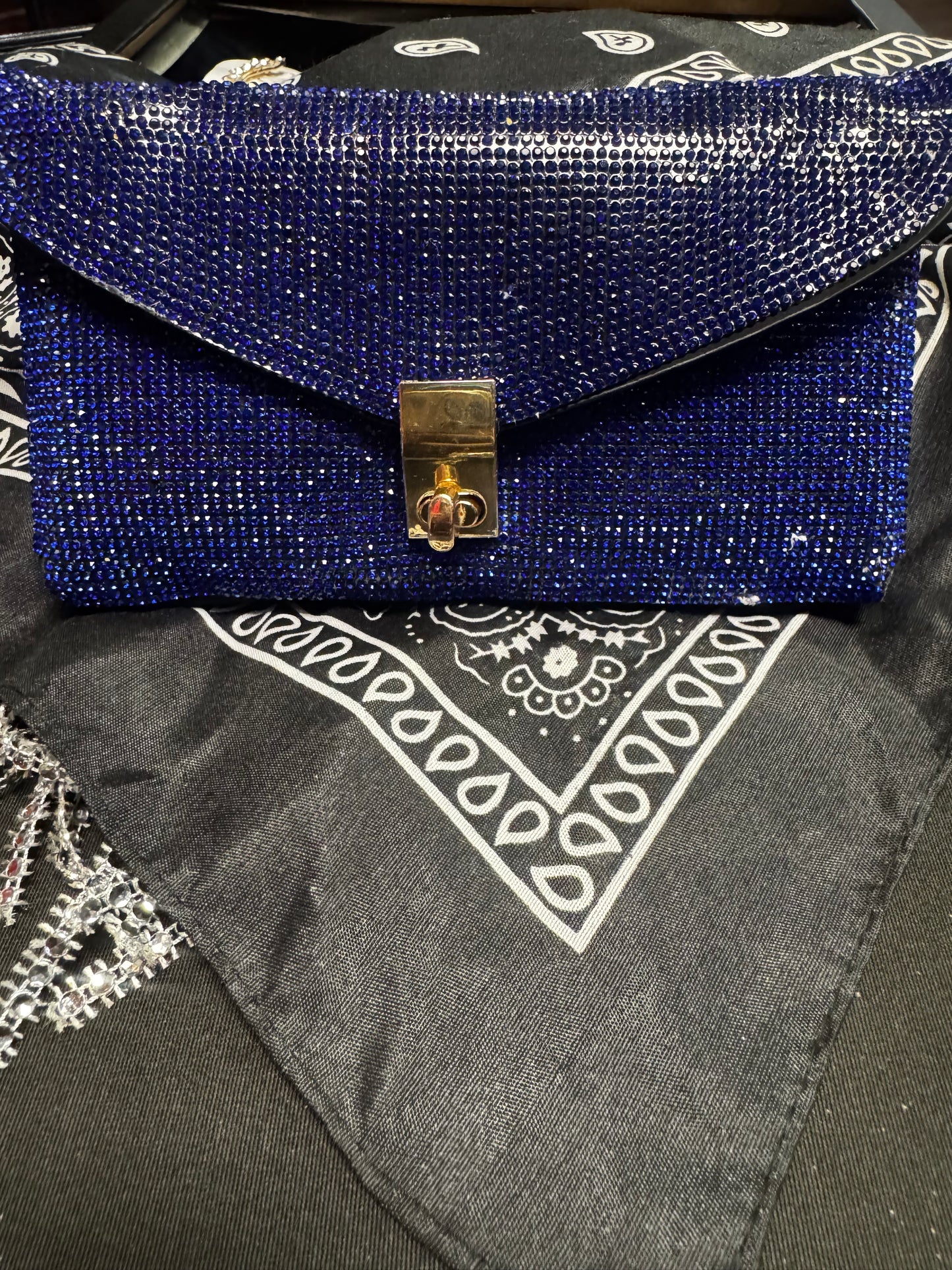 Blue Bling Clutch Crossbody
