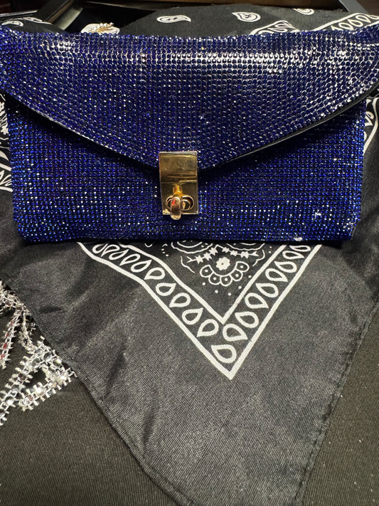Blue Bling Clutch Crossbody