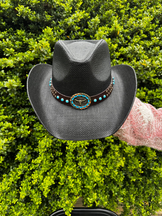 Black & Turquoise Cowboy Hat
