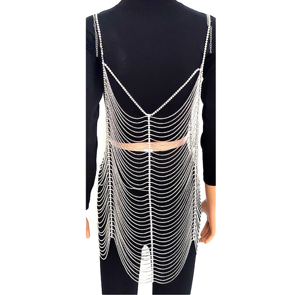 Draped Rhinestone Dress Body Chain Necklace