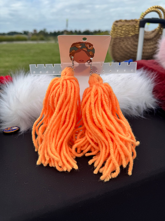 Orange Tassel Earrings