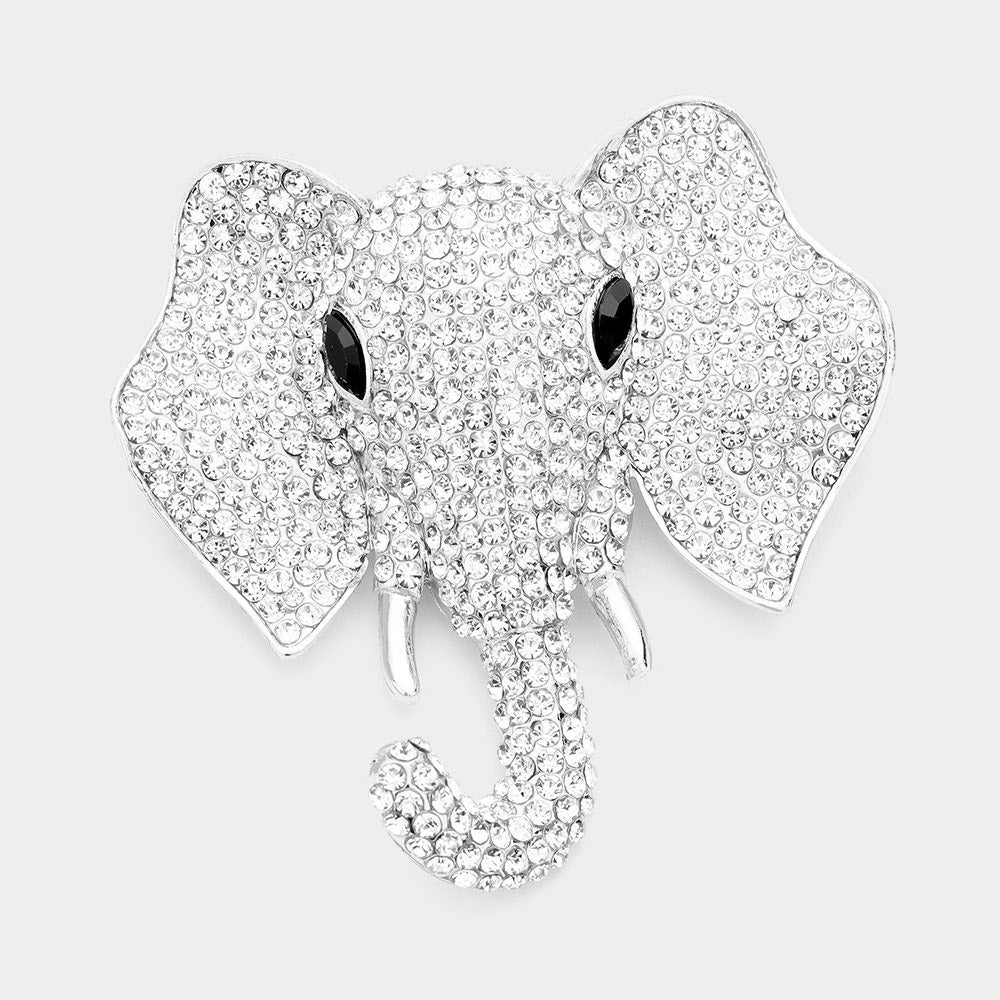 RHINESTONE ELEPHANT PIN BROOCH